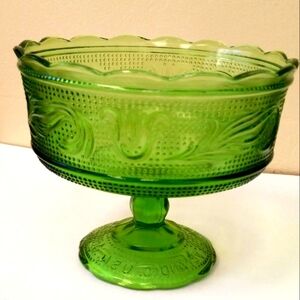 1960s Emerald Green Indiana Glass Compote/Candy Dish. Used.